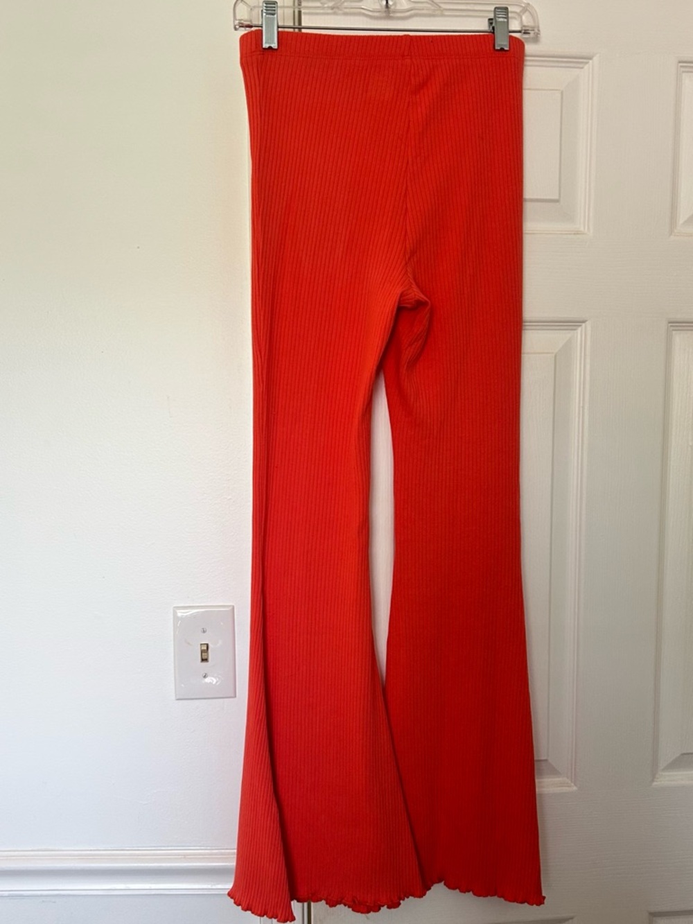 Aerie Ribbed Flare Pants in Coral
